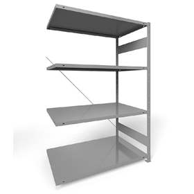 Regál zásuvný CLIP S3, V: 2000 mm, 5 polic 1300 x 800 mm, nosnosť 230 kg, šedý, pridavný