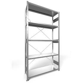 Regál zásuvný CLIP S3, V: 2500 mm, 6 polic 1300 x 400 mm, nosnosť 230 kg, pozinkovaný, základný