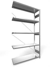 Regál zásuvný CLIP S3, V: 2500 mm, 6 polic 1300 x 400 mm, nosnosť 230 kg, pozinkovaný, pridavný