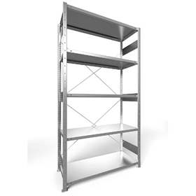 Regál zásuvný CLIP S3, V: 2500 mm, 6 polic 1300 x 500 mm, nosnosť 230 kg, pozinkovaný, základný