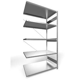 Steckregal CLIP S3, V: 2500 mm, 6 Fachböden 1300 x 800 mm, Traglast 230 kg, verzinkt, Anbau-Element