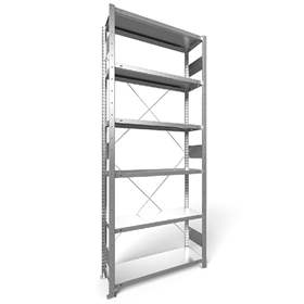 Regál zásuvný CLIP S3, V: 2500 mm, 6 polic 1000 x 300 mm, nosnosť 150 kg, pozinkovaný, základný