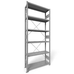 Regál zásuvný CLIP S3, V: 2500 mm, 6 polic 1000 x 300 mm, nosnosť 150 kg, šedý, základný
