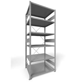 Regál zásuvný CLIP S3, V: 2500 mm, 6 polic 1000 x 800 mm, nosnosť 230 kg, šedý, základný