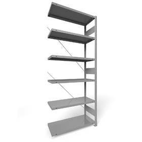 Regál zásuvný CLIP, V: 2500 mm, 6 polic 1000 x 400 mm, nosnosť 330 kg, šedý, pridavný