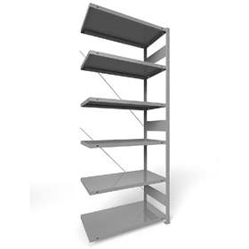 Regál zásuvný CLIP, V: 2500 mm, 6 polic 1000 x 500 mm, nosnosť 330 kg, šedý, pridavný