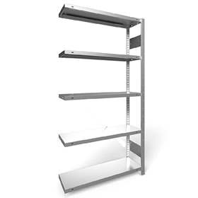 Regál zásuvný CLIP S3 s podélníky, V: 2000 mm, 5 polic 1000 x 300 mm, nosnost 150 kg, pozinkovaný, přídavný