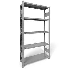 Regál zásuvný CLIP S3 s podélníky, V: 2000 mm, 5 polic 1000 x 300 mm, nosnost 150 kg, šedý, základní