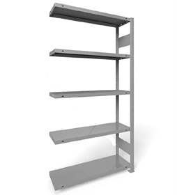 Regál zásuvný CLIP S3 s podélníky, V: 2000 mm, 5 polic 1000 x 300 mm, nosnost 150 kg, šedý, přídavný