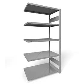 Regál zásuvný CLIP S3 s podélníky, V: 2000 mm, 5 polic 1000 x 500 mm, nosnost 150 kg, šedý, přídavný