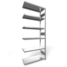 Regál zásuvný CLIP S3 s pozdĺžnymi nosníkmi, V: 2500 mm, 6 polic 1000 x 400 mm, nosnosť 230 kg, pozinkovaný, pridavný