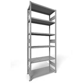 Regál zásuvný CLIP S3 s pozdĺžnymi nosníkmi, V: 2500 mm, 6 polic 1000 x 500 mm, nosnosť 230 kg, šedý, základný