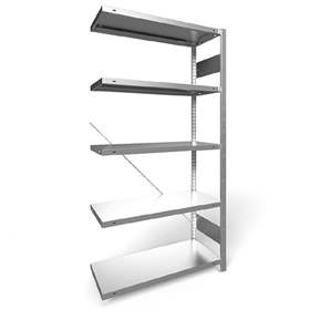 Regál zásuvný CLIP, V: 2000 mm, 5 polic 1000 x 400 mm, nosnosť 330 kg, pozinkovaný, pridavný