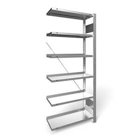 Akten-Steckregal COMPACT, einseitig, 6 Fachböden, HxB: 1850 x 750 mm, verzinkt, Anbauregal