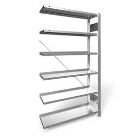 Akten-Steckregal COMPACT, einseitig, 6 Fachböden, HxB: 1850 x 1000 mm, verzinkt, Anbauregal