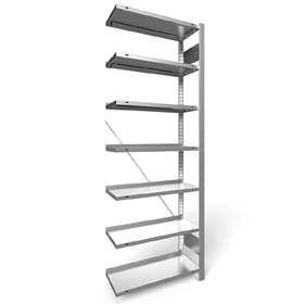 Akten-Steckregal COMPACT, einseitig, 7 Fachböden, HxB: 2200 x 750 mm, verzinkt, Anbauregal