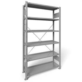 Akten-Steckregal COMPACT, einseitig, 6 Fachböden, HxB: 1850 x 1000 mm, Lichtgrau, Grundregal