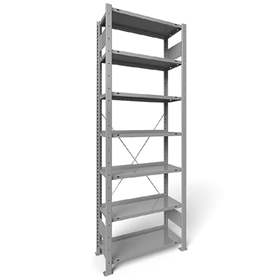 Akten-Steckregal COMPACT, einseitig, 7 Fachböden, HxB: 2200 x 750 mm, Lichtgrau, Grundregal