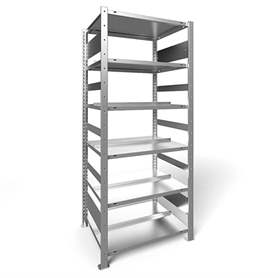 Akten-Steckregal COMPACT, doppelseitig, 6 Fachböden, HxB: 1850 x 750 mm, verzinkt, Grundregal