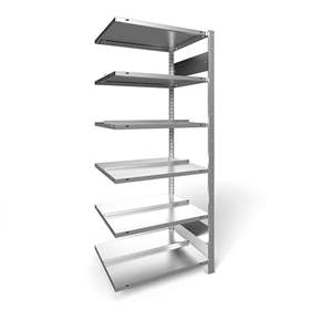 Akten-Steckregal COMPACT, doppelseitig, 6 Fachböden, HxB: 1850 x 750 mm, verzinkt, Anbauregal