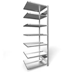 Akten-Steckregal COMPACT, doppelseitig, 7 Fachböden, HxB: 2200 x 750 mm, verzinkt, Anbauregal