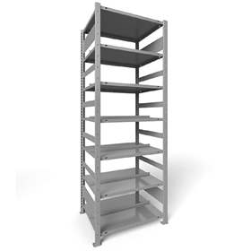 Akten-Steckregal COMPACT, doppelseitig, 7 Fachböden, HxB: 2200 x 750 mm, Lichtgrau, Grundregal