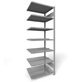 Akten-Steckregal COMPACT, doppelseitig, 7 Fachböden, HxB: 2200 x 750 mm, Lichtgrau, Anbauregal