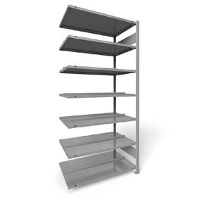 Akten-Steckregal COMPACT, doppelseitig, 7 Fachböden, HxB: 2200 x 1000 mm, Lichtgrau, Anbauregal