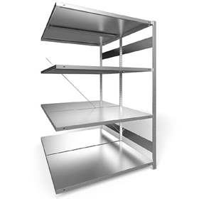 Steckregal CLIP S3, doppelseitig, V: 2000 mm, 2 x 5 Fachböden 1300 x 800 mm, Traglast 230 kg, verzinkt, Anbau-Element