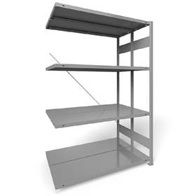 Dvojstranný regál CLIP S3, V: 2000 mm, 2 x 5 polic 1300 x 400 mm, nosnosť 230 kg, šedý, pridavný