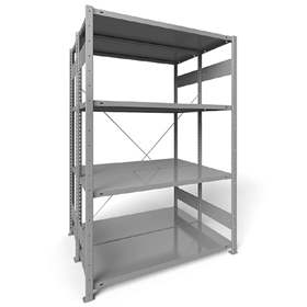 Dvojstranný regál CLIP S3, V: 2000 mm, 2 x 5 polic 1300 x 500 mm, nosnosť 230 kg, šedý, základný