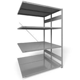 Dvojstranný regál CLIP S3, V: 2000 mm, 2 x 5 polic 1300 x 600 mm, nosnosť 230 kg, šedý, pridavný