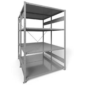 Dvojstranný regál CLIP S3, V: 2000 mm, 2 x 5 polic 1300 x 800 mm, nosnosť 230 kg, šedý, základný