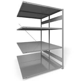 Dvojstranný regál CLIP S3, V: 2000 mm, 2 x 5 polic 1300 x 800 mm, nosnosť 230 kg, šedý, pridavný