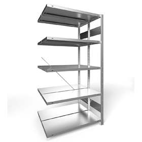 Dvojstranný regál CLIP S3, V: 2000 mm, 2 x 5 polic 1000 x 400 mm, nosnosť 150 kg, pozinkovaný, pridavný