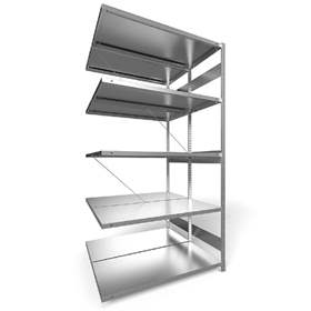 Dvojstranný regál CLIP S3, V: 2500 mm, 2 x 6 polic 1300 x 600 mm, nosnosť 230 kg, pozinkovaný, pridavný