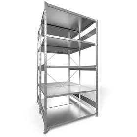 Dvojstranný regál CLIP S3, V: 2500 mm, 2 x 6 polic 1300 x 800 mm, nosnosť 230 kg, pozinkovaný, základný