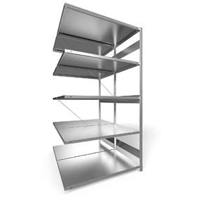 Dvojstranný regál CLIP S3, V: 2500 mm, 2 x 6 polic 1300 x 800 mm, nosnosť 230 kg, pozinkovaný, pridavný