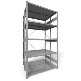 Dvojstranný regál CLIP S3, V: 2500 mm, 2 x 6 polic 1300 x 500 mm, nosnosť 230 kg, šedý, základný