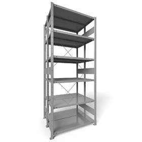 Steckregal CLIP S3, doppelseitig, V: 2500 mm, 2 x 6 Fachböden 1000 x 400 mm, Traglast 150 kg, Lichtgrau RAL7035, Grund-Element