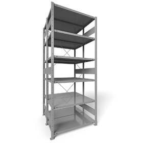 Steckregal CLIP S3, doppelseitig, V: 2500 mm, 2 x 6 Fachböden 1000 x 500 mm, Traglast 150 kg, Lichtgrau RAL7035, Grund-Element