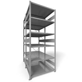 Dvojstranný regál CLIP S3, V: 2500 mm, 2 x 6 polic 1000 x 800 mm, nosnosť 230 kg, šedý, základný