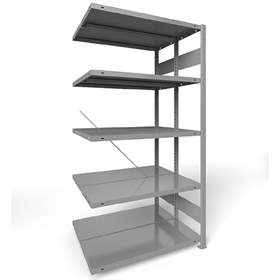 Dvojstranný regál CLIP S3, V: 2000 mm, 2 x 5 polic 1000 x 800 mm, nosnosť 230 kg, šedý, pridavný