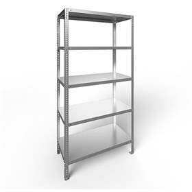 Regál šroubovaný FIX, 5 polic, v x š x h: 2000 x 1000 x 500 mm, nosnost 150 kg, pozinkovaný, základní