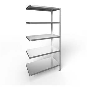 Regál šroubovaný FIX, 5 polic, v x š x h: 2000 x 1000 x 500 mm, nosnost 150 kg, pozinkovaný, přídavný