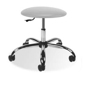 Labor-Arbeitshocker GOLIAT mit Rollen, Stoffbezug hellgrau.