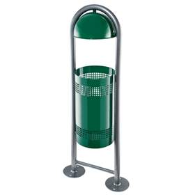 Außen-Abfallsammler LUKAS mit Rohrbogen, H: 1060 mm, Volumen 18 l, Farbe grün