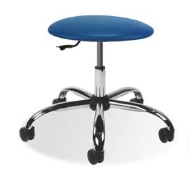 Labor-Arbeitshocker GOLIAT mit Rollen, Stoffbezug blau.