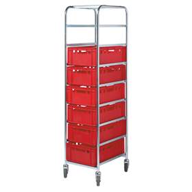 Regalwagen für Behälter, galvanisch verzinkt, 8 Etagen - waagerecht, Höhe 1880 mm