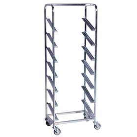 Regalwagen für Behälter, galvanisch verzinkt, 7 Etagen - schräg, Höhe 1850 mm